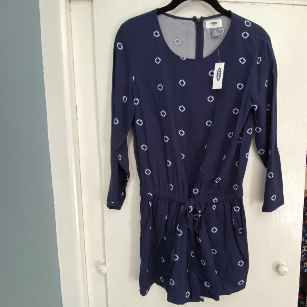 3/4 sleeve navy blue romper PS